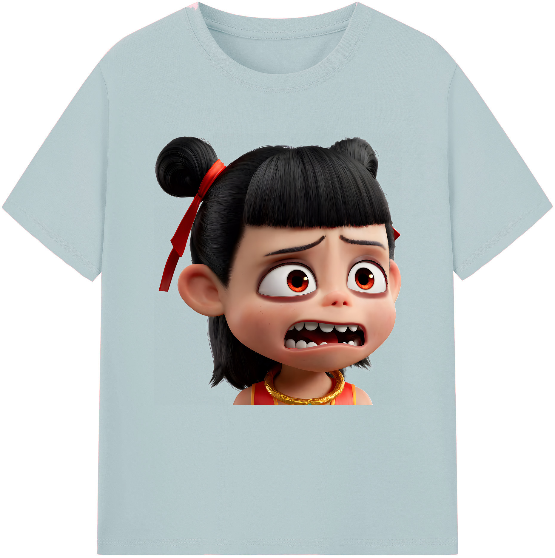 （画像用） Ne Zha 2 ナタ 魔童の大暴れ 綿100％半袖Tシャツ（フロントプリント）